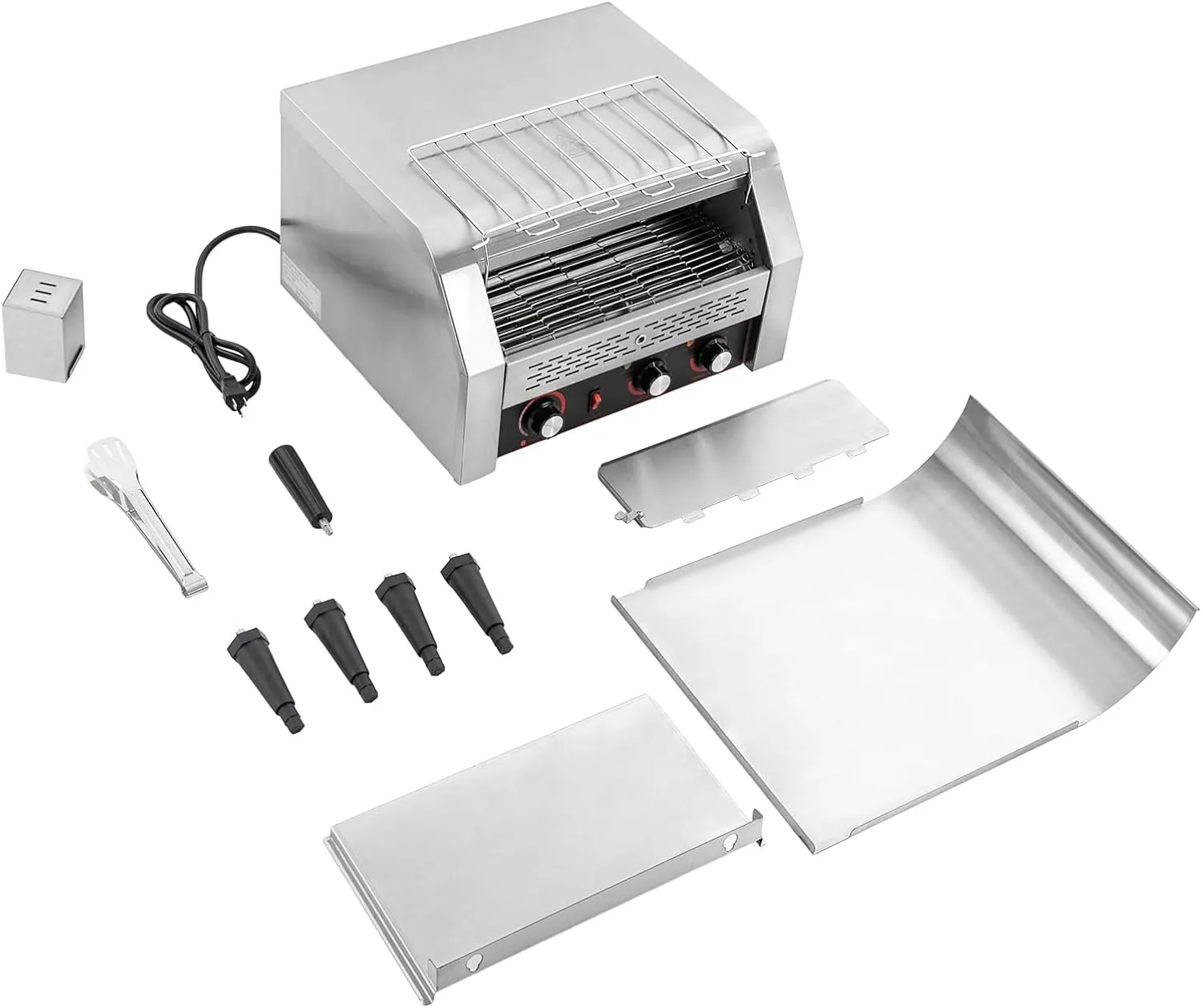 Commercial Electric Conveyor Toaster - 2400W Stainless Steel, 450 Slices/Hour, Double Heating Tubes for Bagels, Buns & Bread - Ideal for Restaurant & Industrial Countertop Use