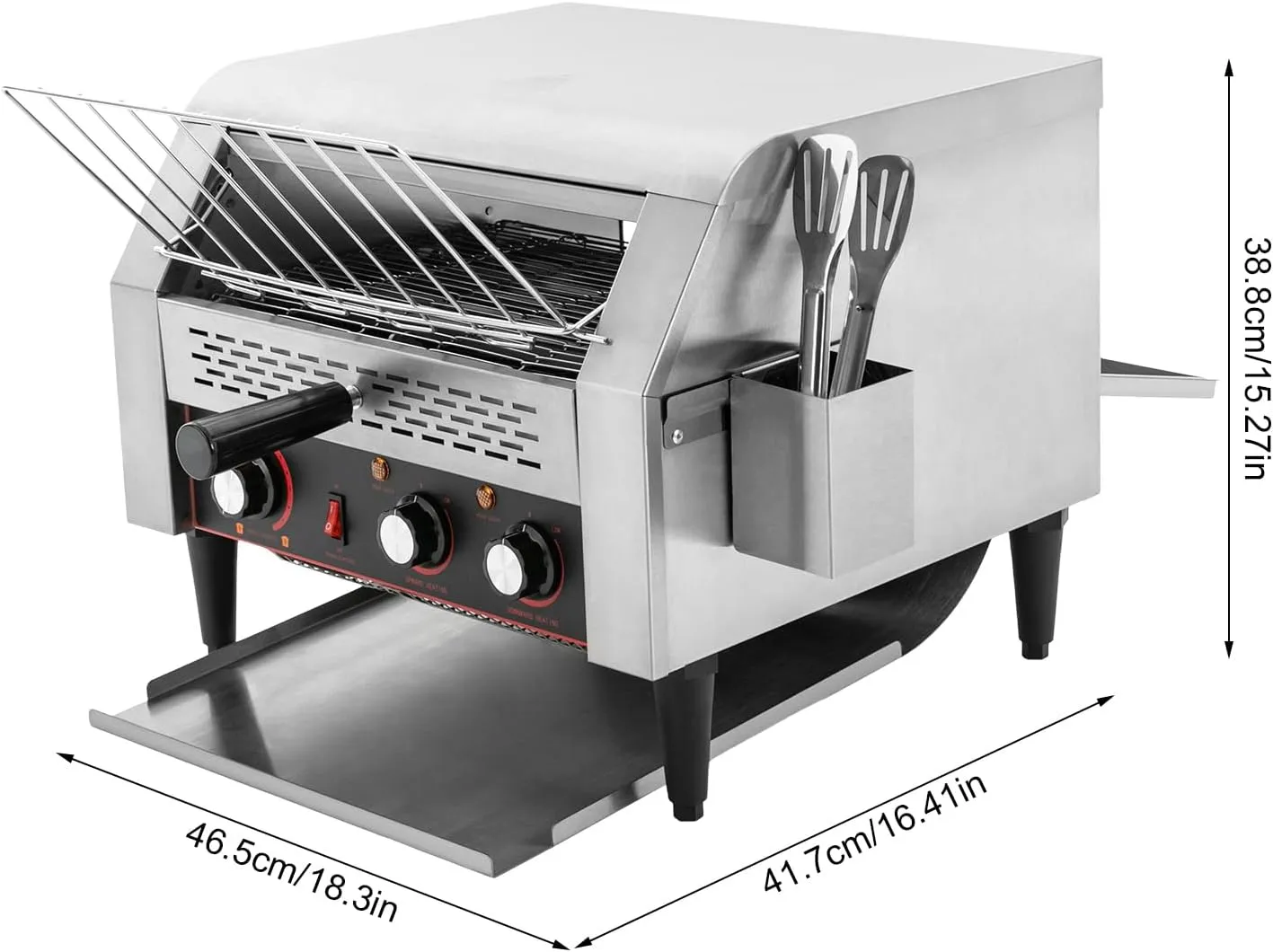 Commercial Electric Conveyor Toaster - 2400W Stainless Steel, 450 Slices/Hour, Double Heating Tubes for Bagels, Buns & Bread - Ideal for Restaurant & Industrial Countertop Use