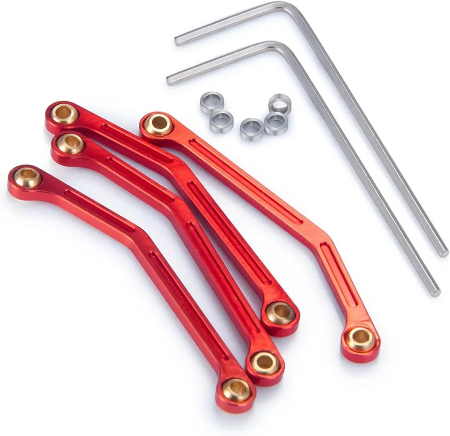 Compatible with Kyosho for Mini-Z 4X4 for Jimny 32523 1/18 RC Crawler for Buggy Truck Car Parts Aluminum Alloy Steering Linkage Link Rod RC Tie Link Rods(Red)