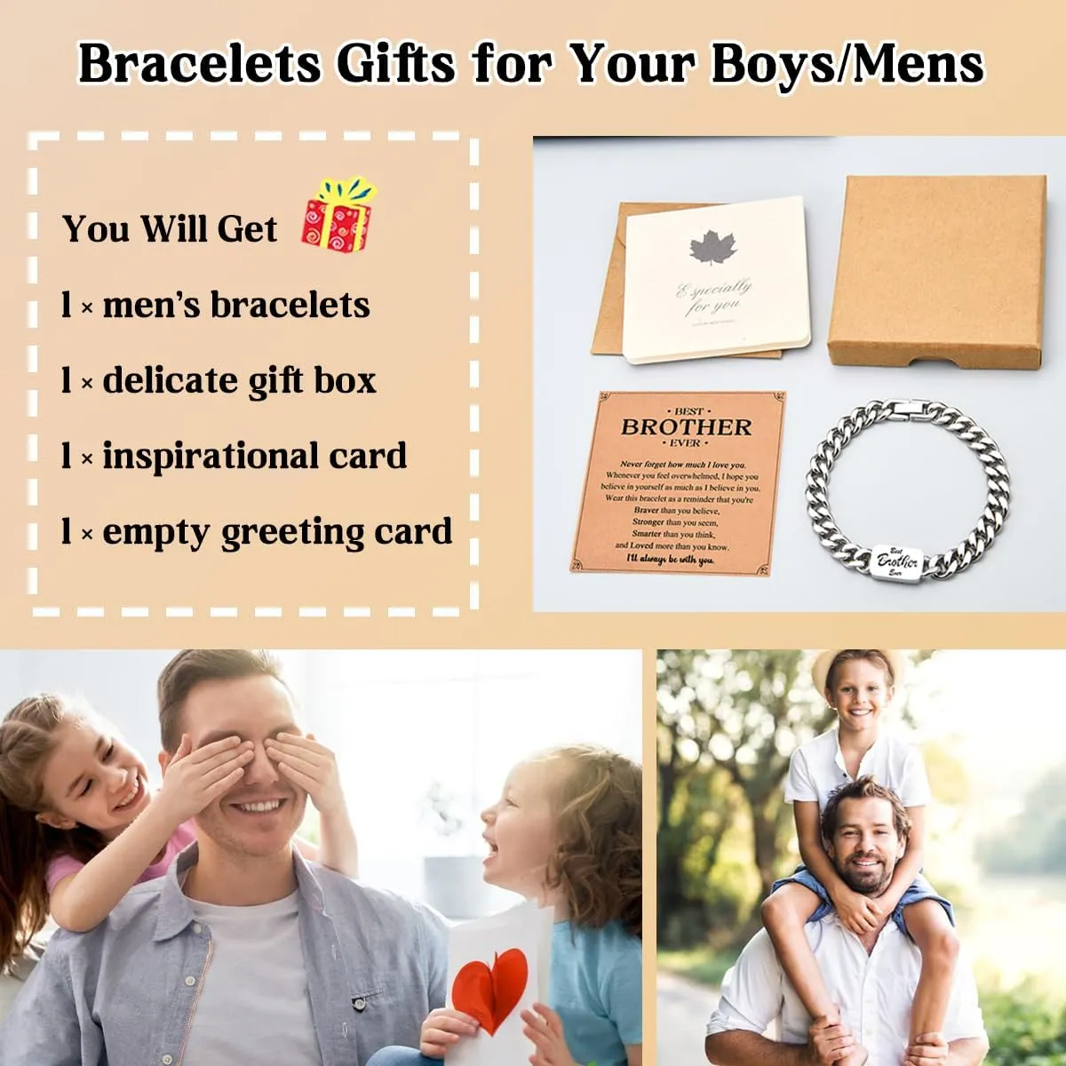 Cool Cuban Bracelet Gifts for Dad Grandpa Uncle New Dad to Be, Birthday Christmas Valentines Day Fathers Day Graduation Gifts for Men Him