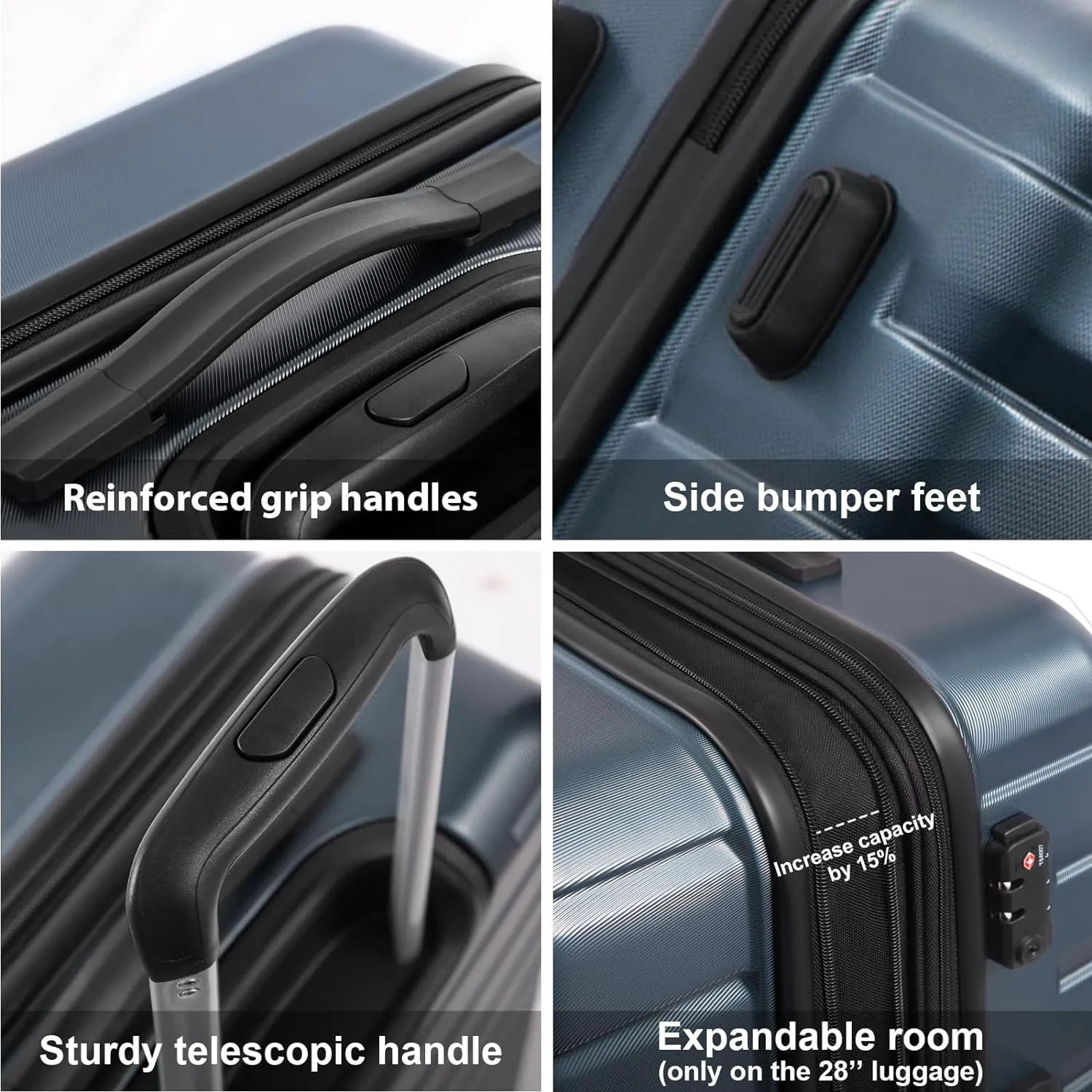 Coolife Luggage Suitcase Carry on Hardside PC ABS Spinner TSA Lock Telescopic Handle