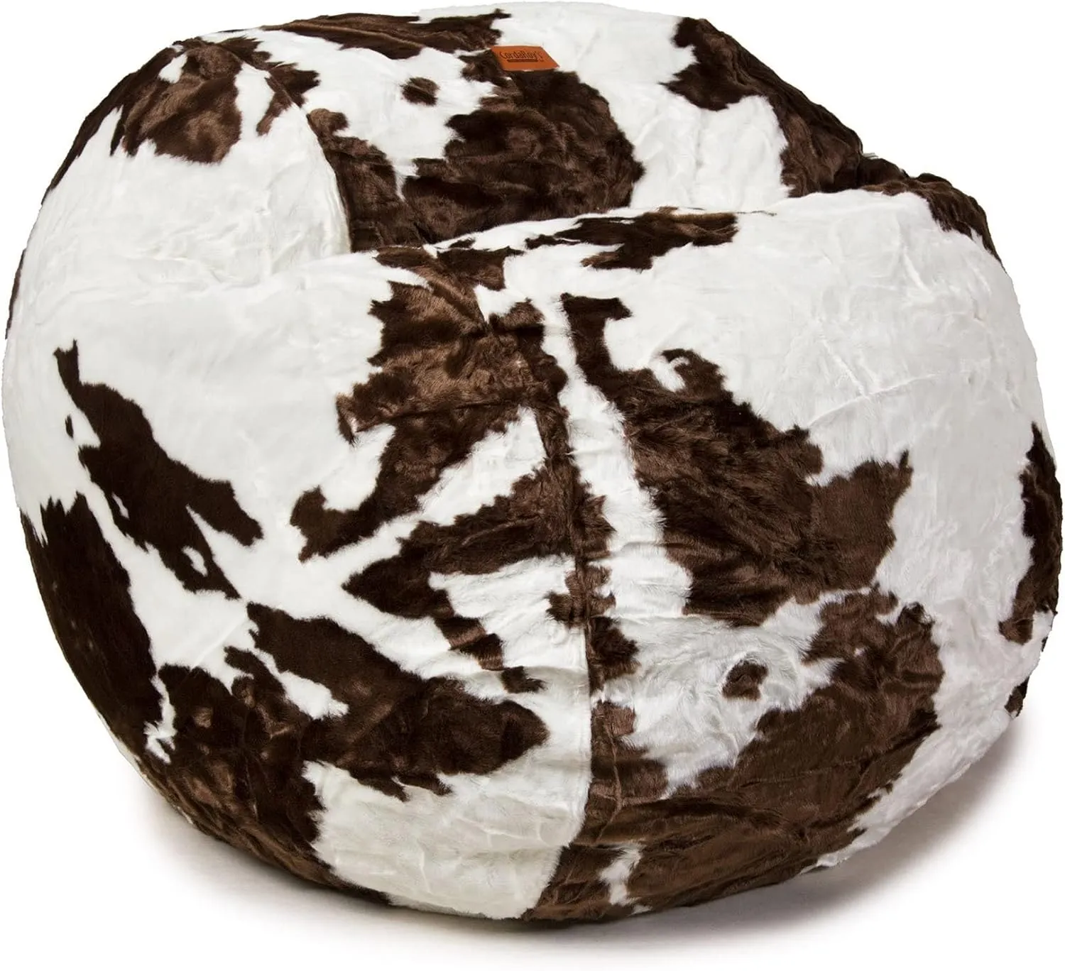CordaRoy's Faux Fur Bean Bag-Convertible Bean Bag Chair & Bed-Machine-Washable Faux Fur Fabric Cover for Basement, Living Room, Game Room, Dorm & More - Full Size - Cow Pattern | Made in The USA