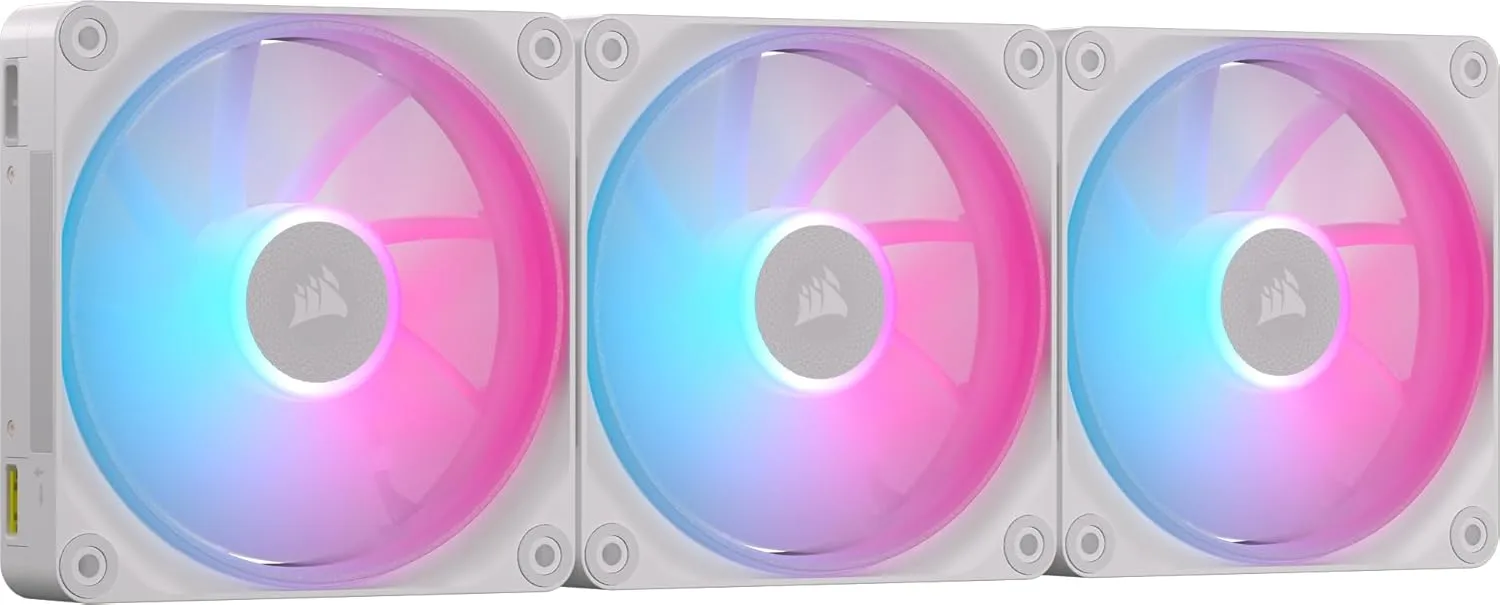 Corsair iCUE Link LX120 RGB 120mm PWM Fans Triple Pack – Dual Light Loops – Includes iCUE Link System Hub – Corsair AirGuide Technology – White