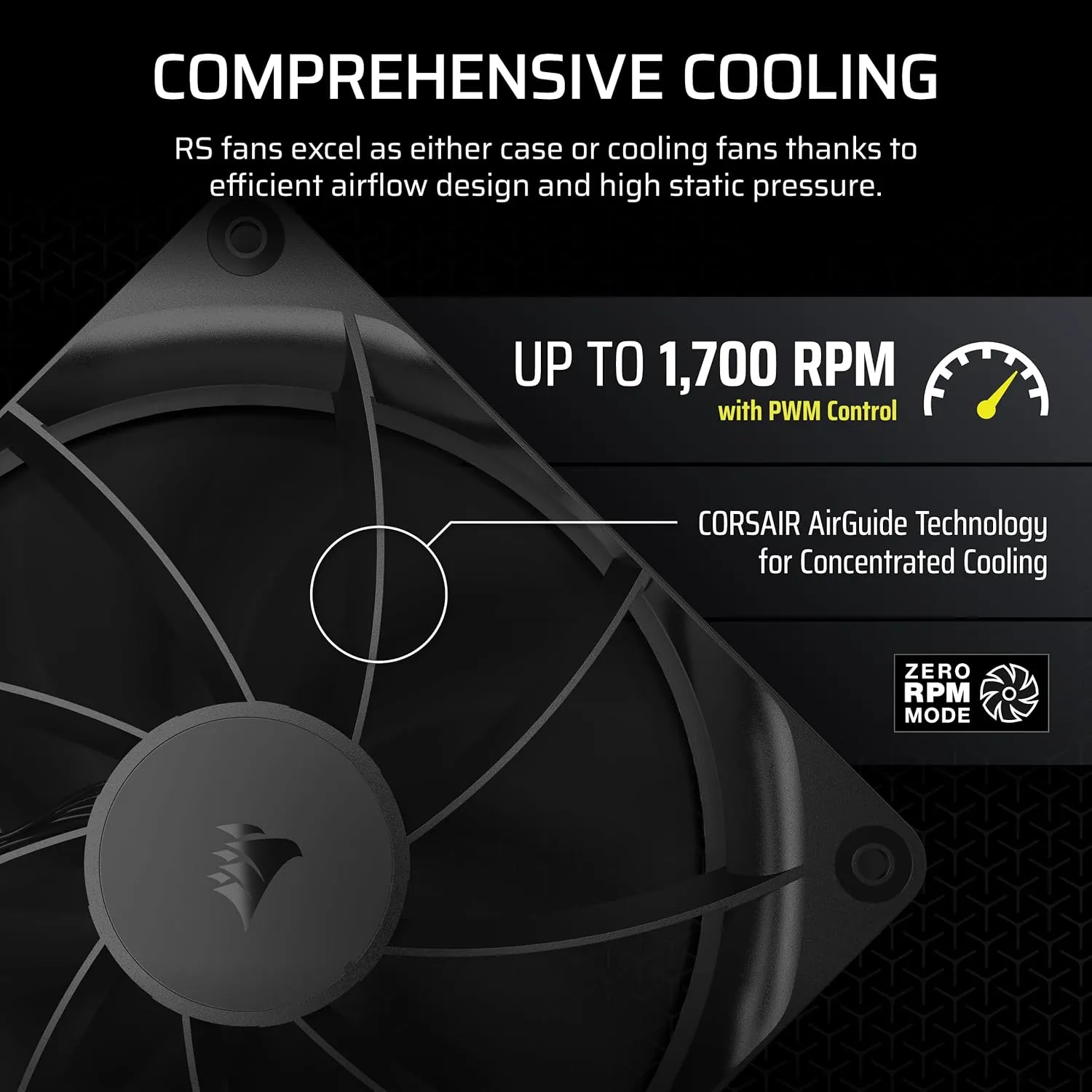 CORSAIR RS140 140mm PWM Fans – Daisy-Chain Connection – Low-Noise – Magnetic Dome Bearing – Dual Pack – Black
