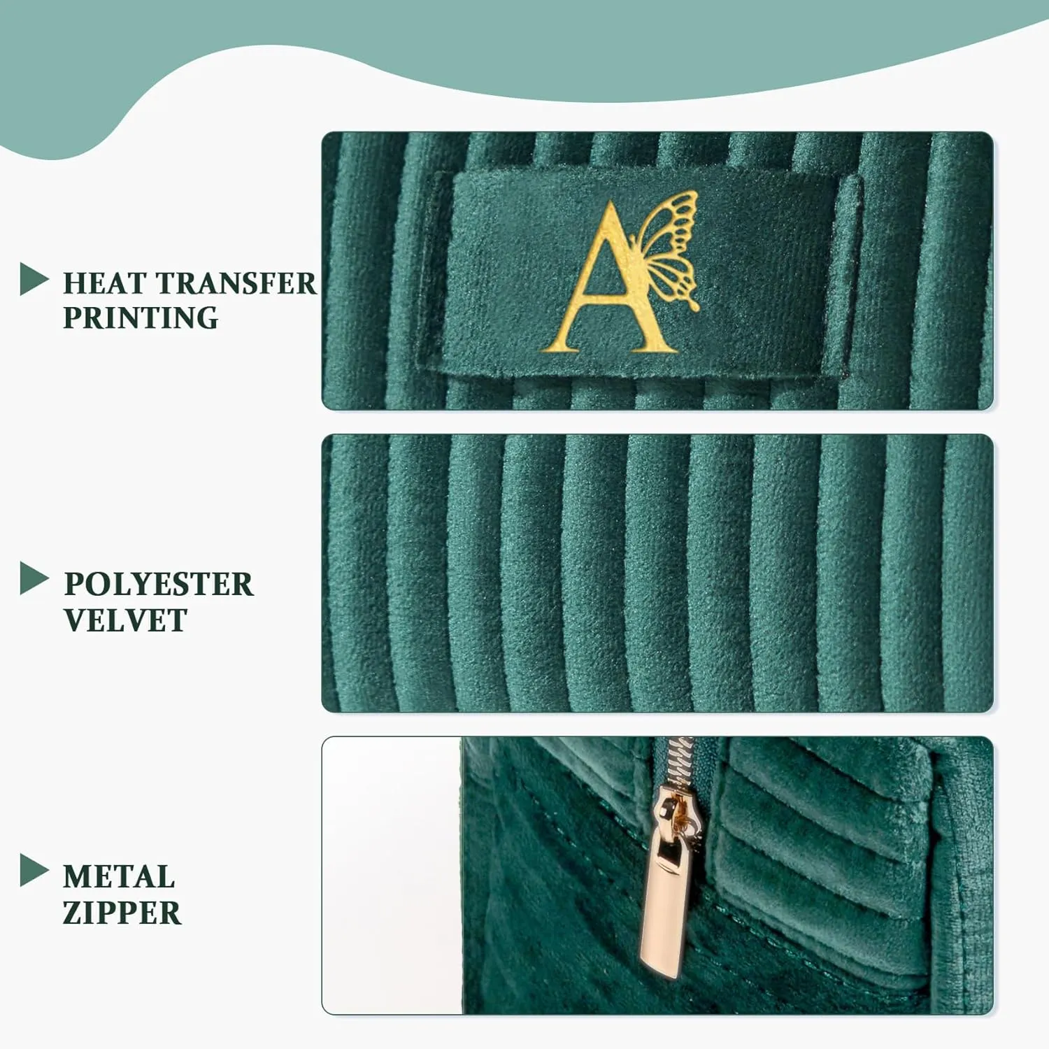 COSHAYSOO Mom Birthday Gifts Easter Mothers Day Gift Ideas for Mama Grandma New Mommy from Daughter Travel Makeup Bag Quilted Make Up Cosmetic Pouch Cool Aesthetic Monogram Green Initial Letter A