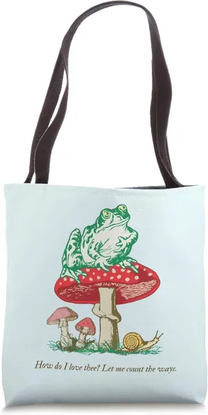 Cottagecore Aesthetic Frog Mushroom Snail Forest Love Poem Tote Bag