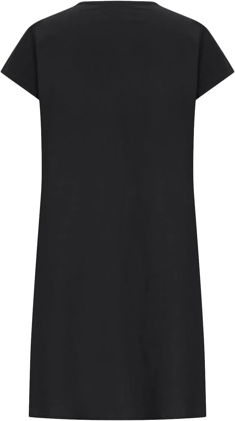 Cotton and Linen Dresses for Women Casual Summer 2023 Loose Cap Sleeve Square Neck Comfy Midi t-Shirt Sun Dress
