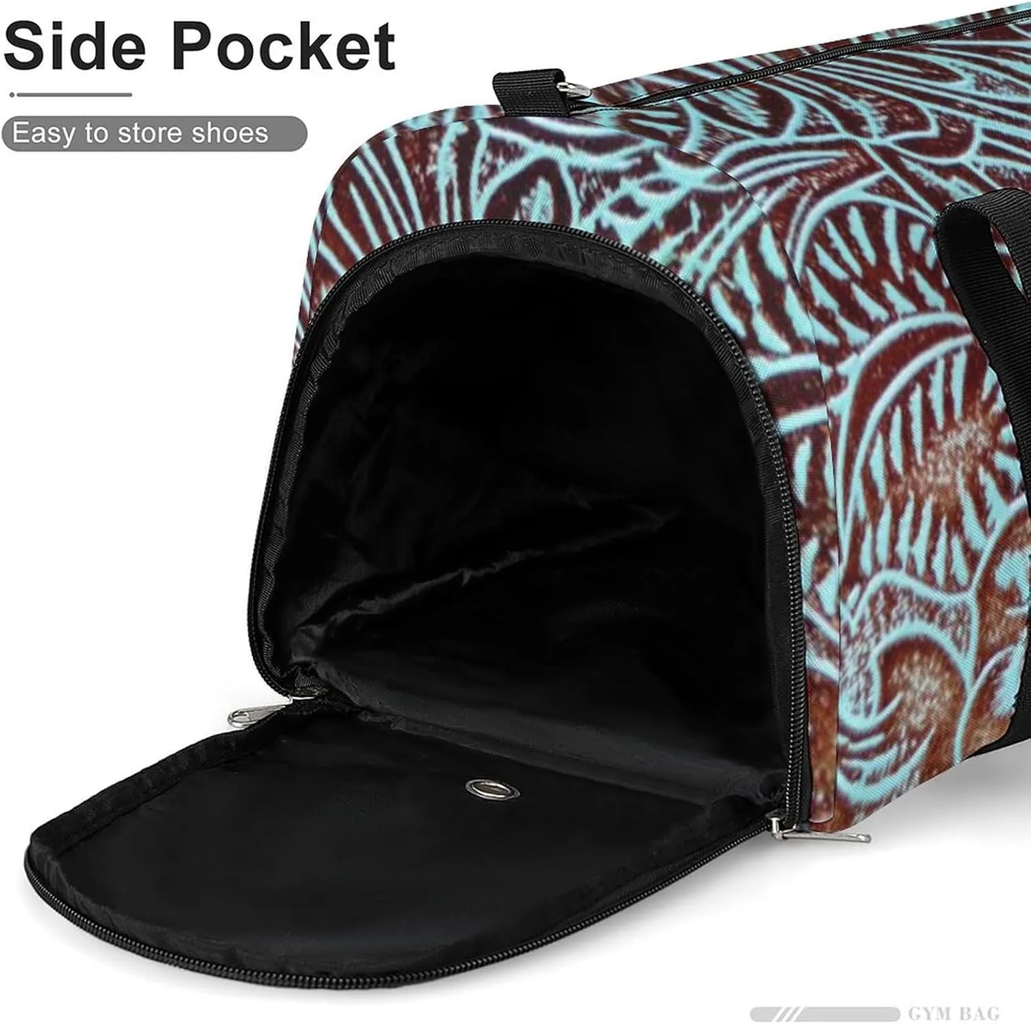 Country Teal Brown Western Rustic Tooled Cowboy A Fitness Bag with Large Storage Space Is Suitable for Portable Outdoor Use