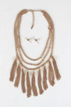 Courteous staff Chains Streamlined Tassel Three Necklace
