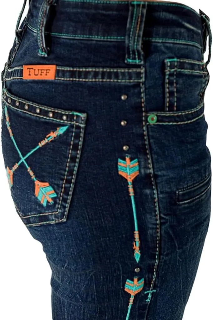 Cowgirl Tuff Western Jeans Womens Turquoise Arrows Dark Wash JTURAW