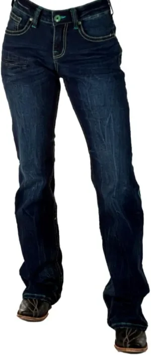 Cowgirl Tuff Western Jeans Womens Turquoise Arrows Dark Wash JTURAW