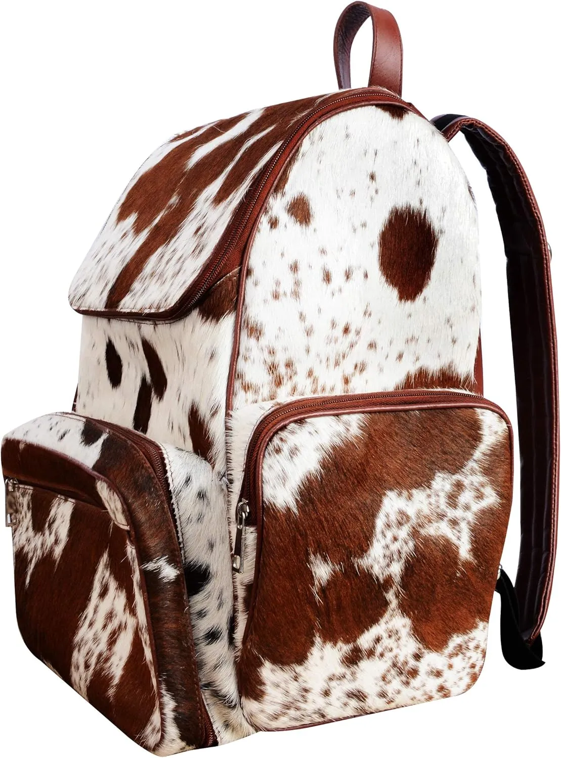 Cowhide Diaper Backpack - Cowhide Backpack Hair On Brown and White Speckled - Travel Rucksack Knapsack