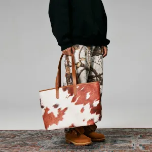 Cowhide Faux Leather Tote