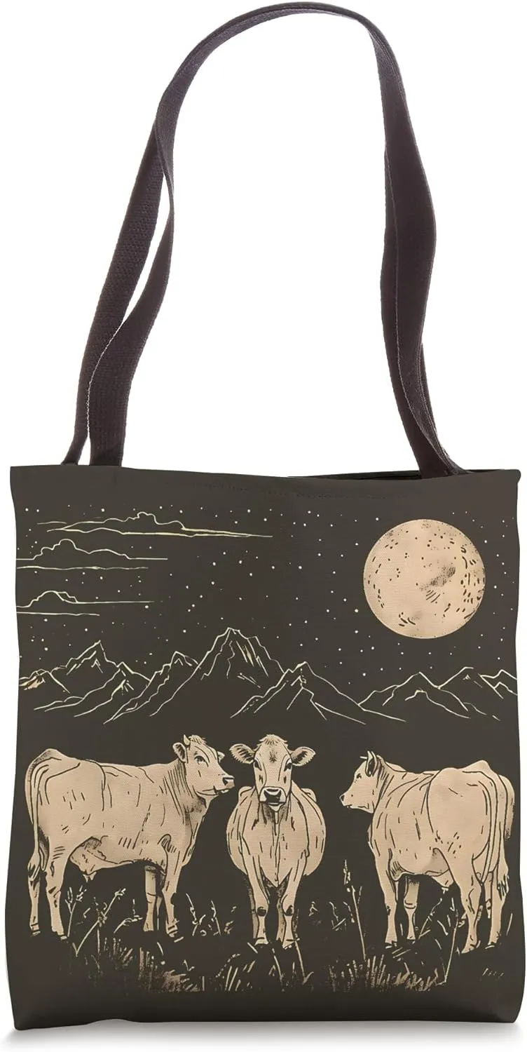 Cows Ranch Pasture Rustic Farm Country Western Steer Art Tote Bag