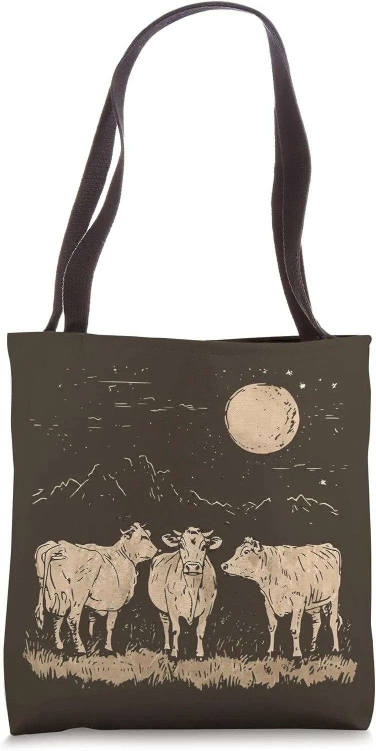 Cows Ranch Pasture Rustic Farm Country Western Steer Art Tote Bag