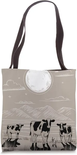 Cows Ranch Pasture Rustic Farm Country Western Steer Art Tote Bag