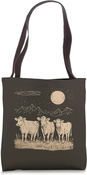 Cows Ranch Pasture Rustic Farm Country Western Steer Art Tote Bag