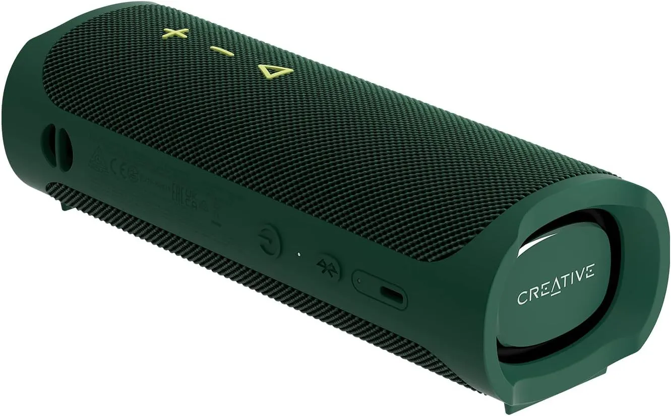 Creative MUVO Go Portable Waterproof Bluetooth 5.3 Speaker with Up to 18 Hours of Battery Life, IPX7 Waterproof, and Powerful Bass Performance, Wireless Stereo Link (Green)