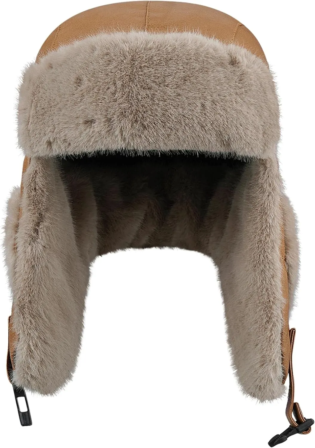 Croogo Leather Trapper Hats Mens Winter Ski Hat Cold Weather Ski Hat Warm Gear Russian Ushanka Caps Cossack Trooper Hat