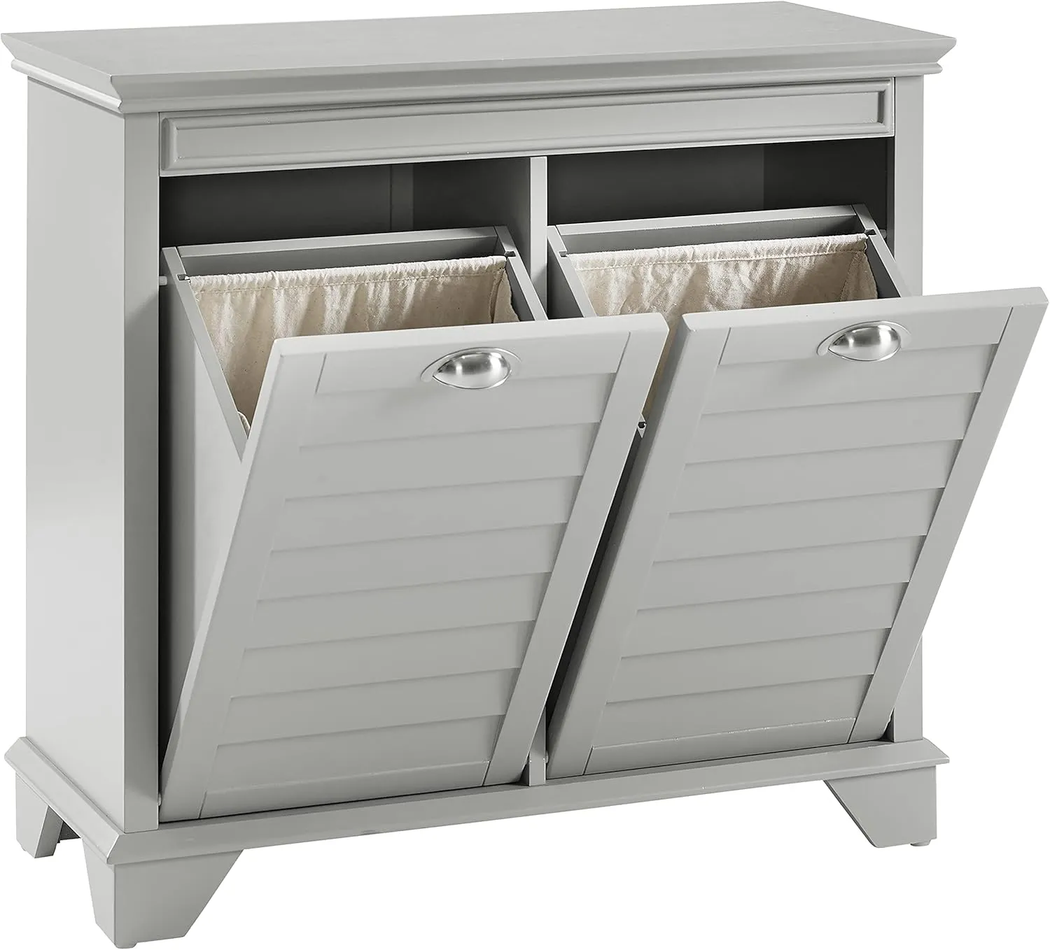 Crosley Furniture Lydia Laundry Hamper with Linen Sorting Bags, Bathroom Storage and Organization, Gray