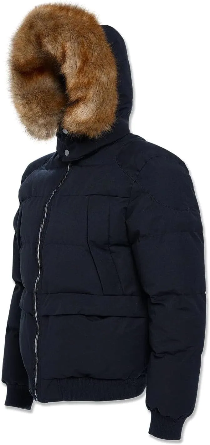 Cross Bay Bomber Jacket with Faux Fur Trim Hood, Quilted,