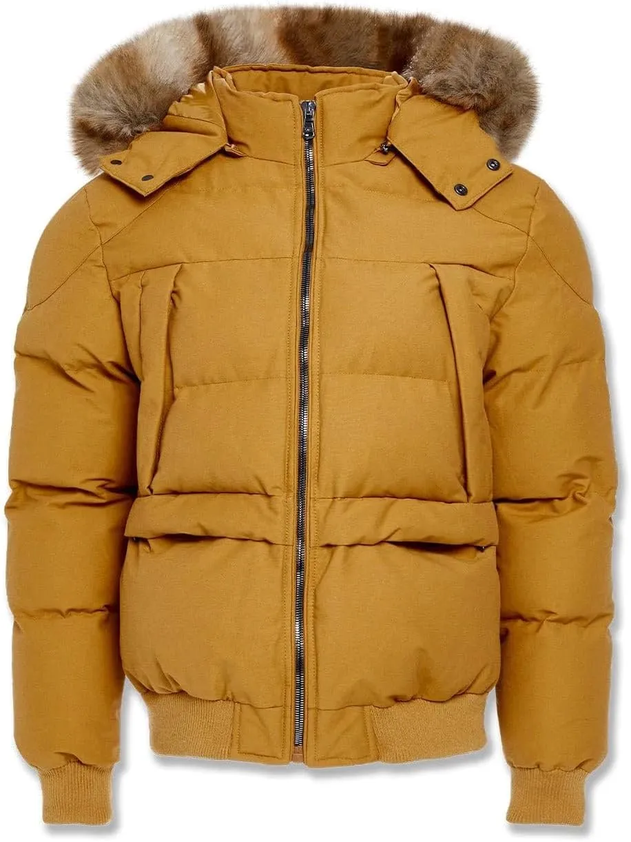 Cross Bay Bomber Jacket with Faux Fur Trim Hood, Quilted,