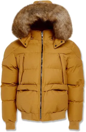 Cross Bay Bomber Jacket with Faux Fur Trim Hood, Quilted,