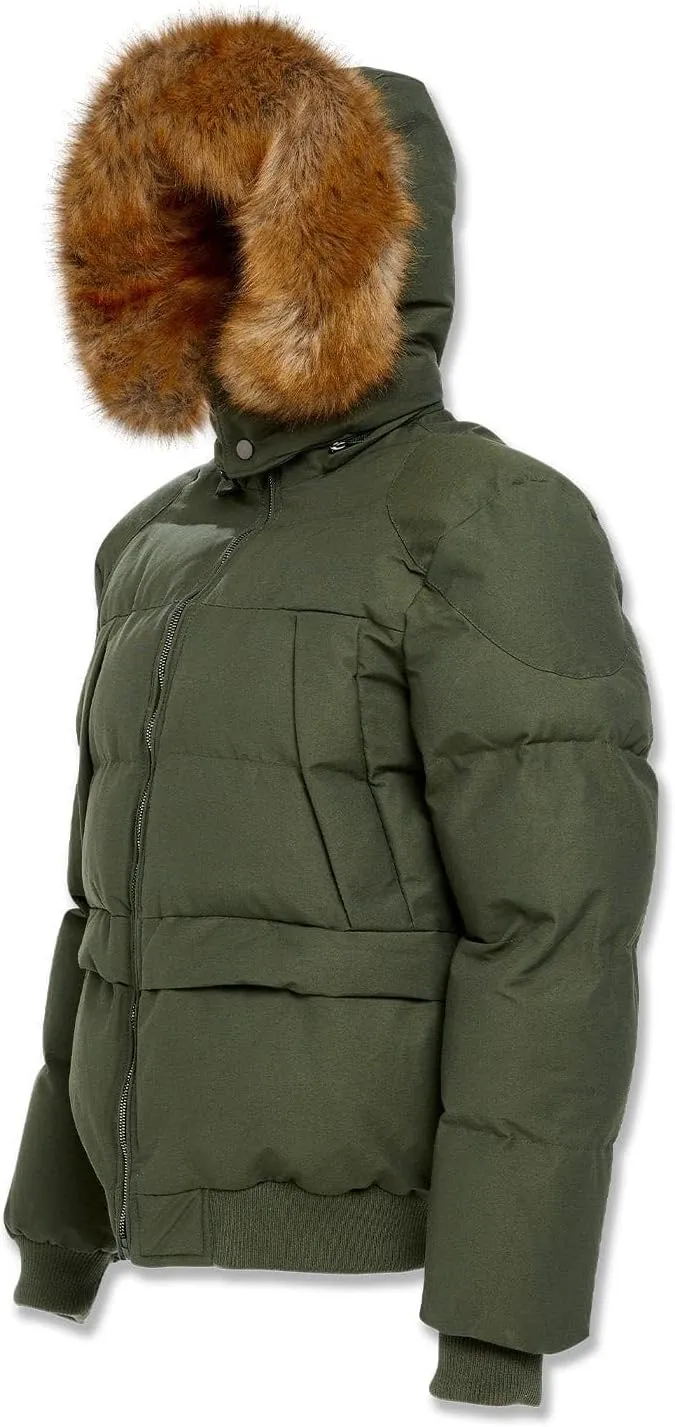 Cross Bay Bomber Jacket with Faux Fur Trim Hood, Quilted,