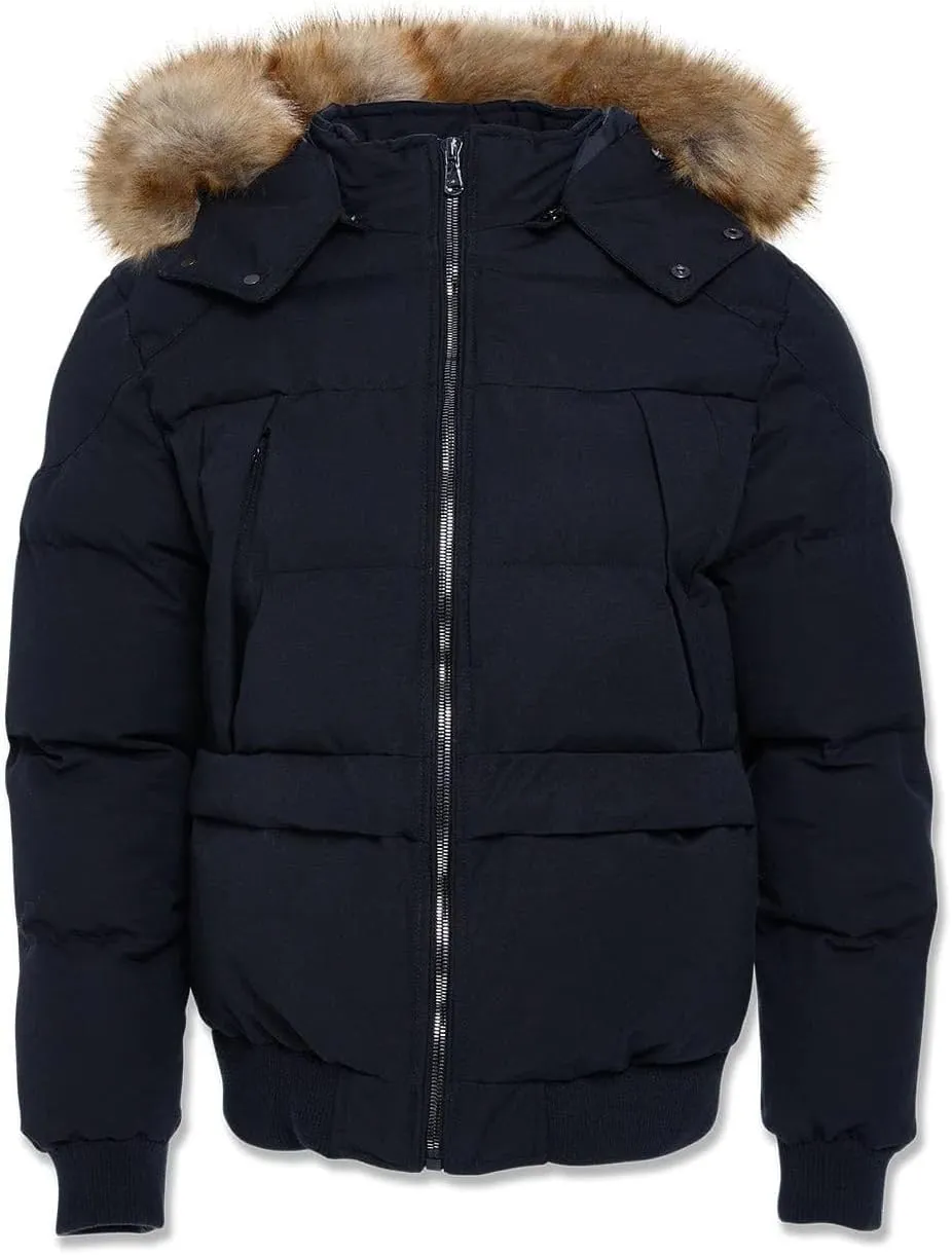 Cross Bay Bomber Jacket with Faux Fur Trim Hood, Quilted,