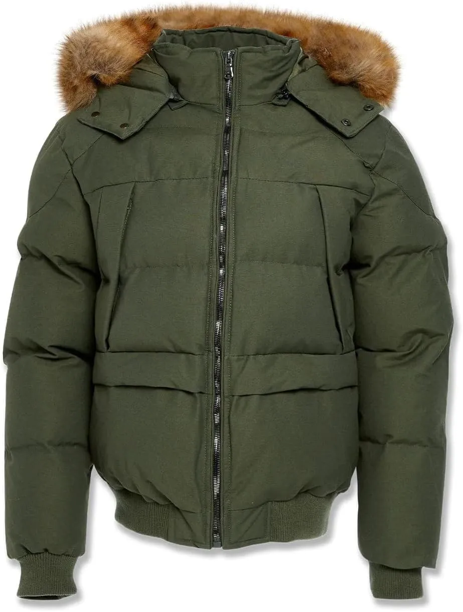 Cross Bay Bomber Jacket with Faux Fur Trim Hood, Quilted,