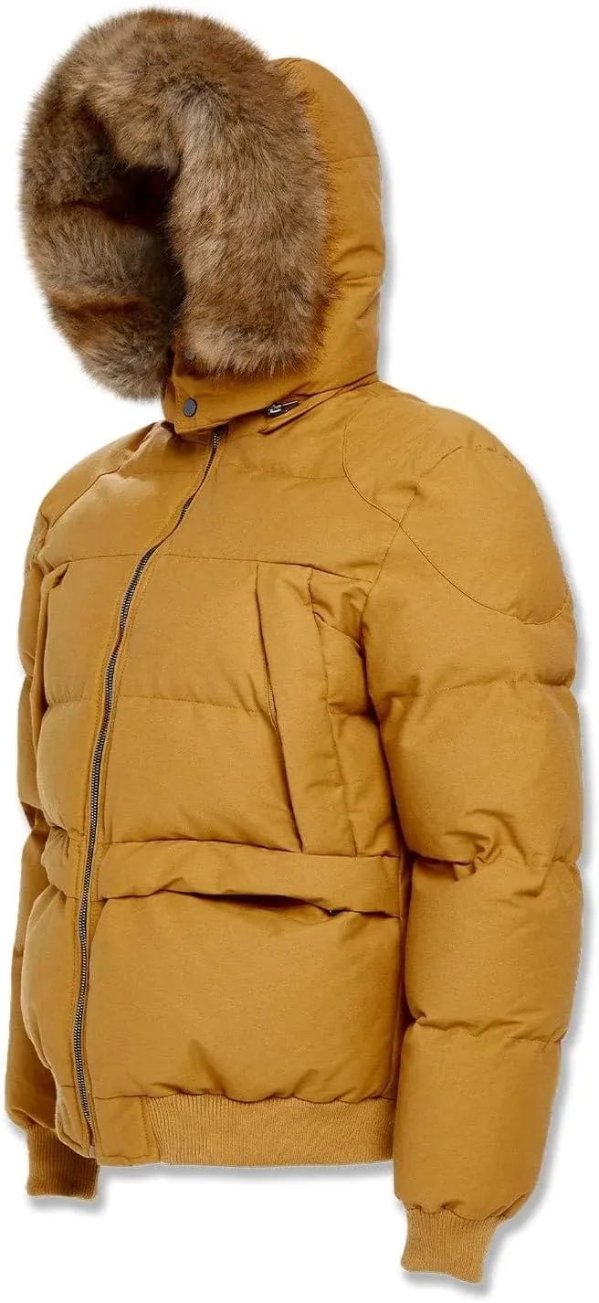 Cross Bay Bomber Jacket with Faux Fur Trim Hood, Quilted,