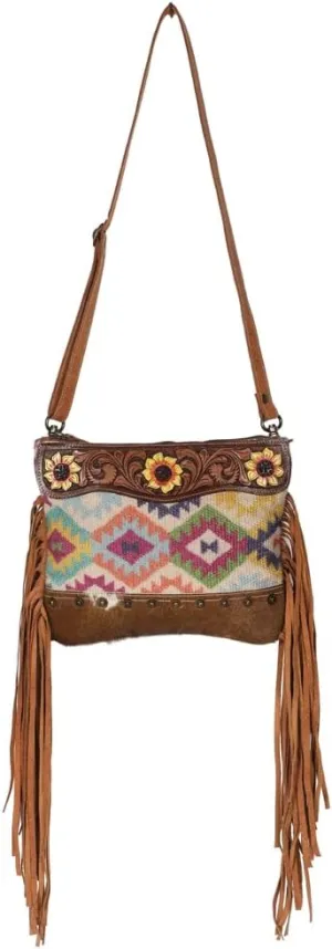Cross Body Hand Tooled Upcycled Wool Upcycled Canvas Hair-On Genuine Leather Women Bag Western Handbag Purse | Women Western Handbag | Canvas Bag for Women | Womens Handbag Summer