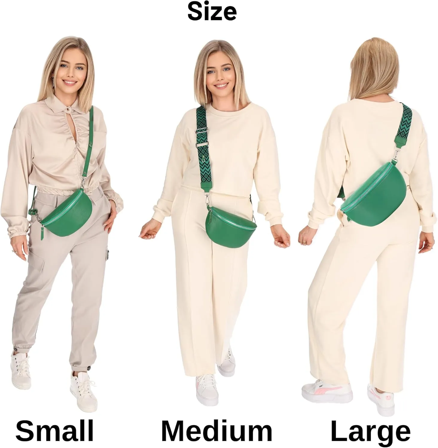 Crossbody Bags for Women Trendy, Genuine Leather Small Sling Bag, Fanny Packs with 2 Detachable Straps - Wide and Leather