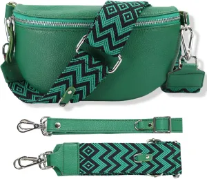 Crossbody Bags for Women Trendy, Genuine Leather Small Sling Bag, Fanny Packs with 2 Detachable Straps - Wide and Leather