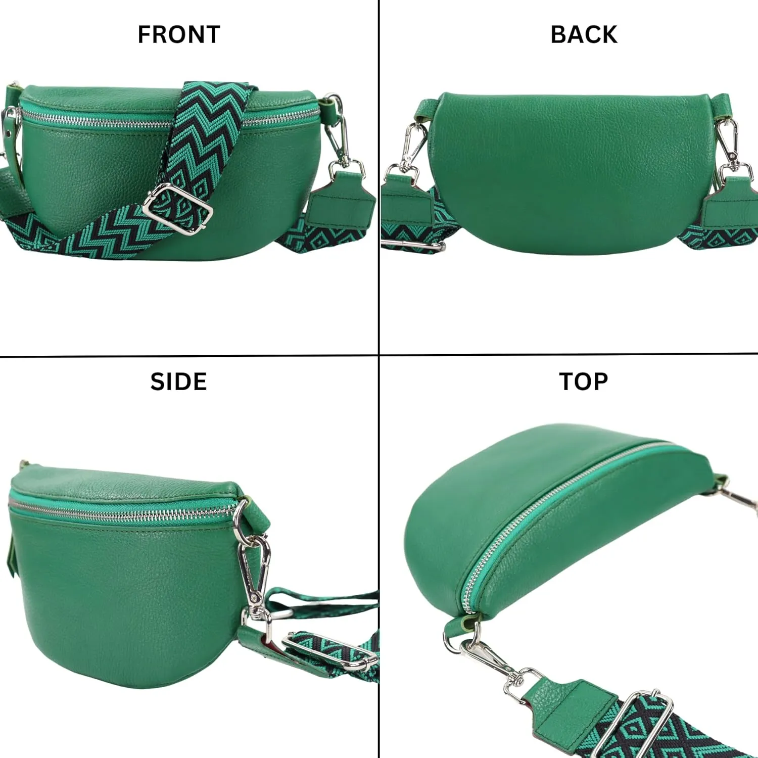 Crossbody Bags for Women Trendy, Genuine Leather Small Sling Bag, Fanny Packs with 2 Detachable Straps - Wide and Leather