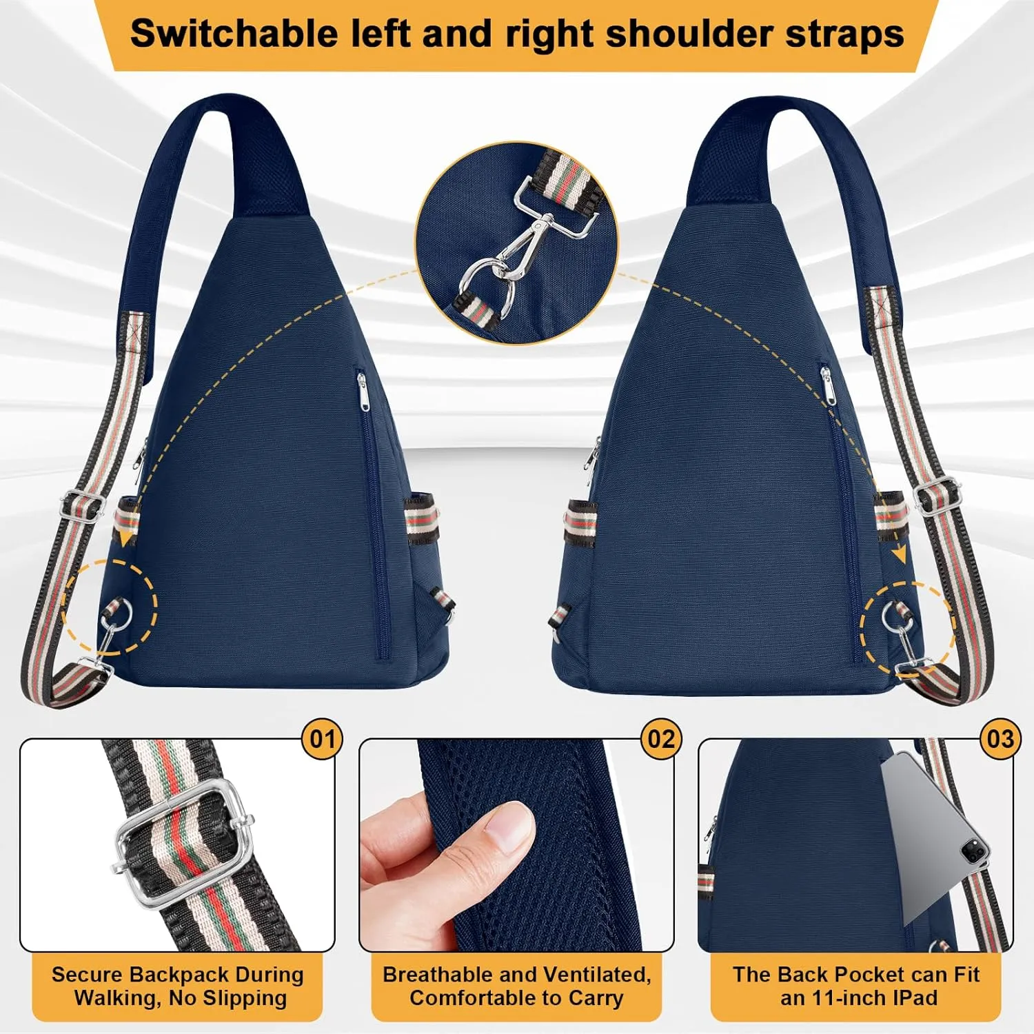 Crossbody Lunch Backpack, Double Deck Insulated Lunch Box for Men Women Adult, Leakproof Lunchbox with Side Pokets for iPad, Large Cooler Bag for Work Office Hiking Beach Picnic, Blue-pro