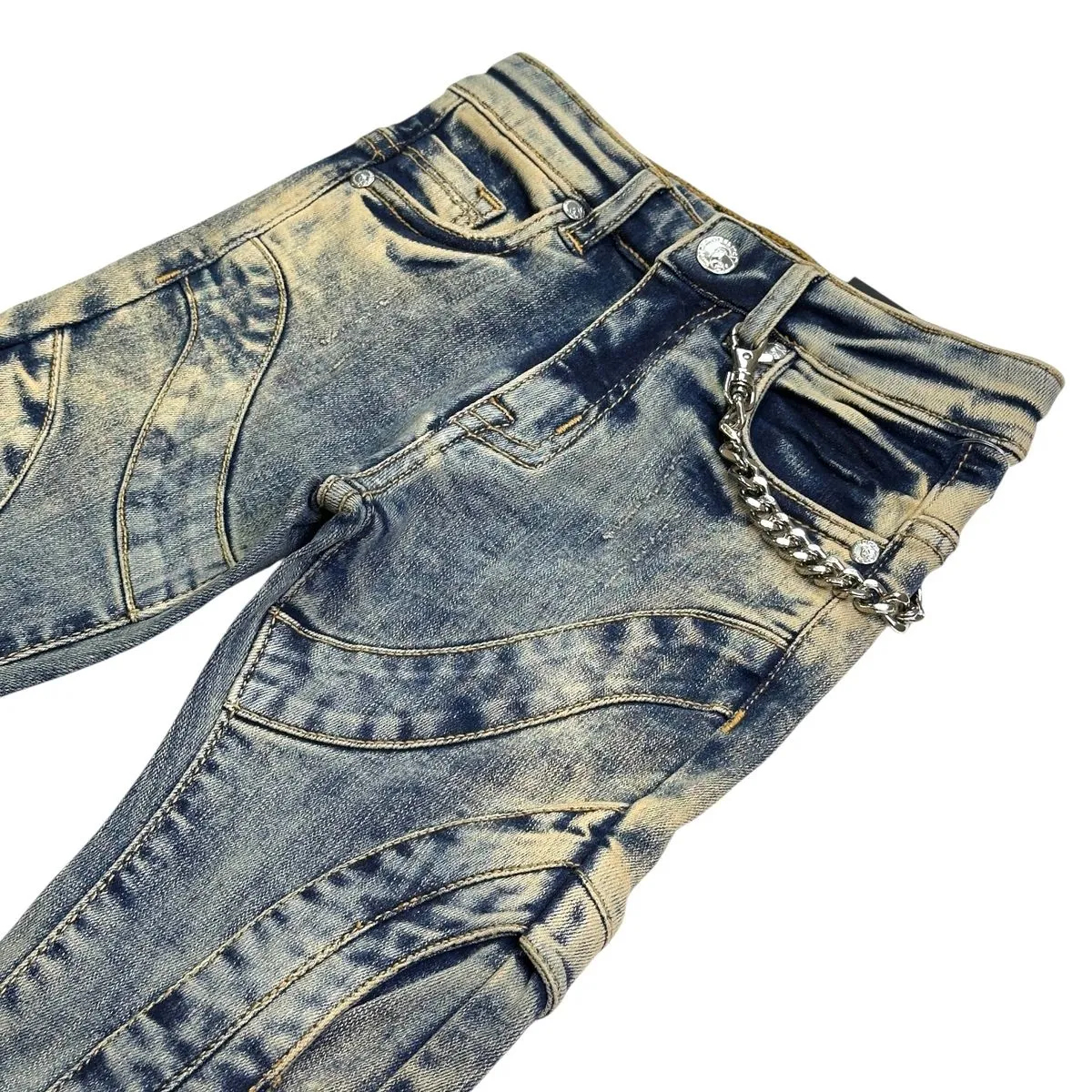 Cuban Link Kids Stacked BUCKEL Jeans