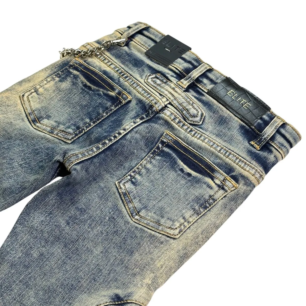 Cuban Link Kids Stacked BUCKEL Jeans