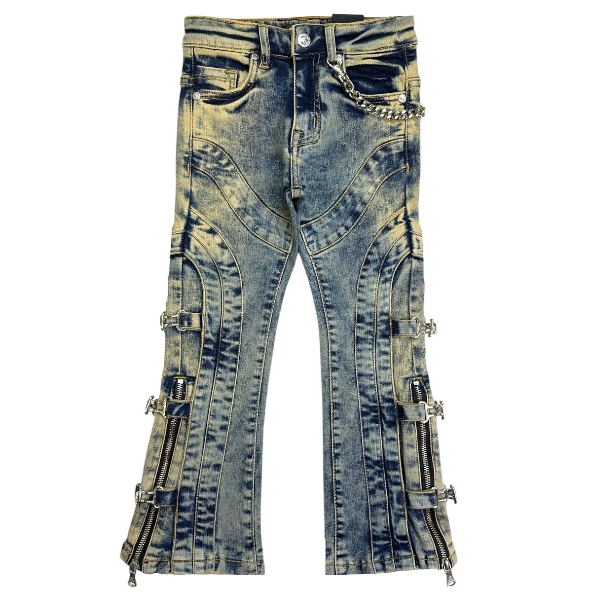 Cuban Link Kids Stacked BUCKEL Jeans