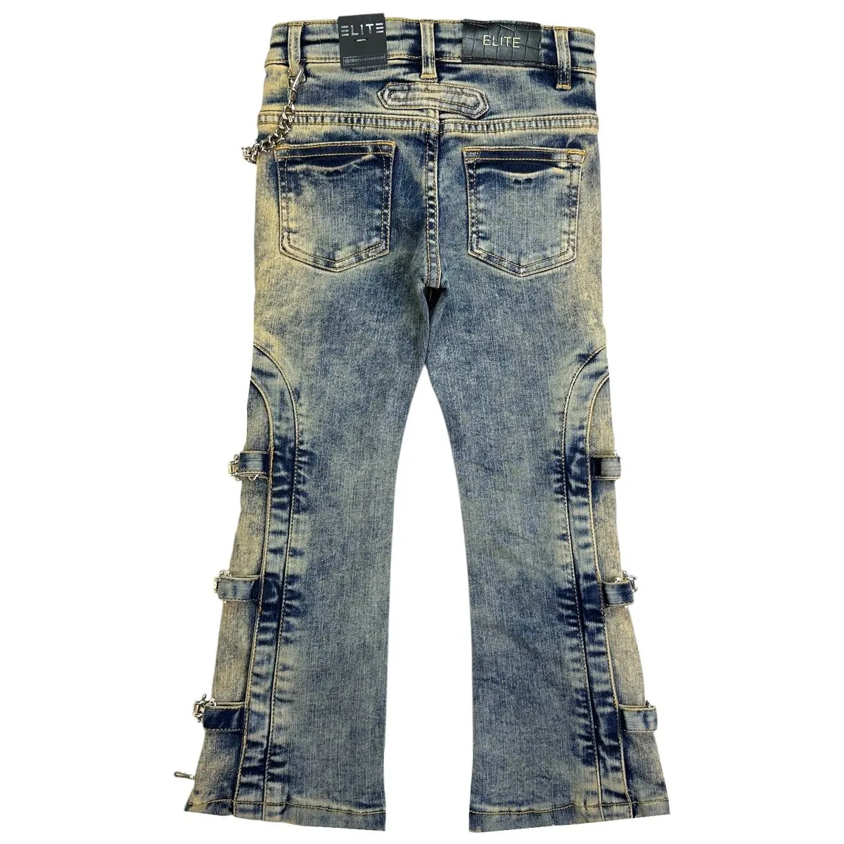 Cuban Link Kids Stacked BUCKEL Jeans