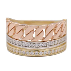 Cubic Ring and Fashion Streamlined Bands Chain Zirconia Massive markdown Link with