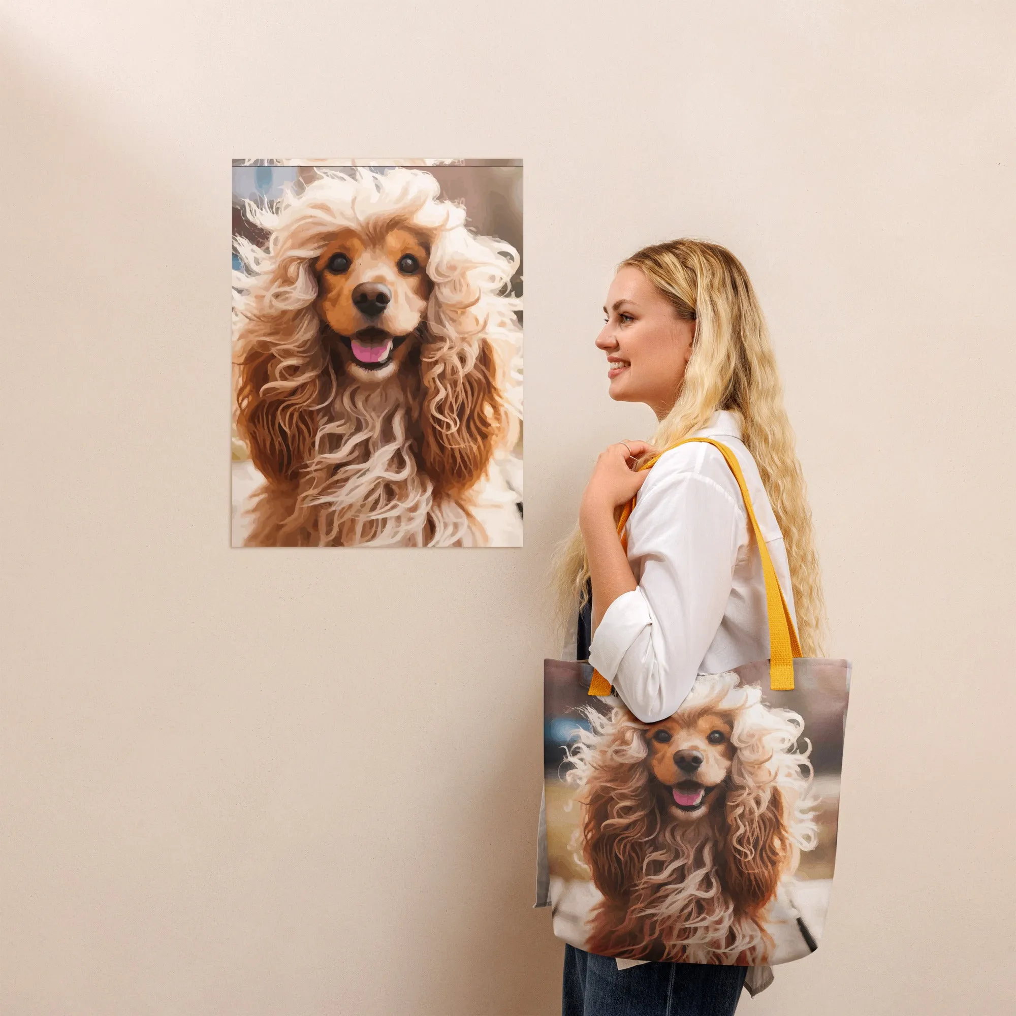 Curly Blonde Poodle Tote bag