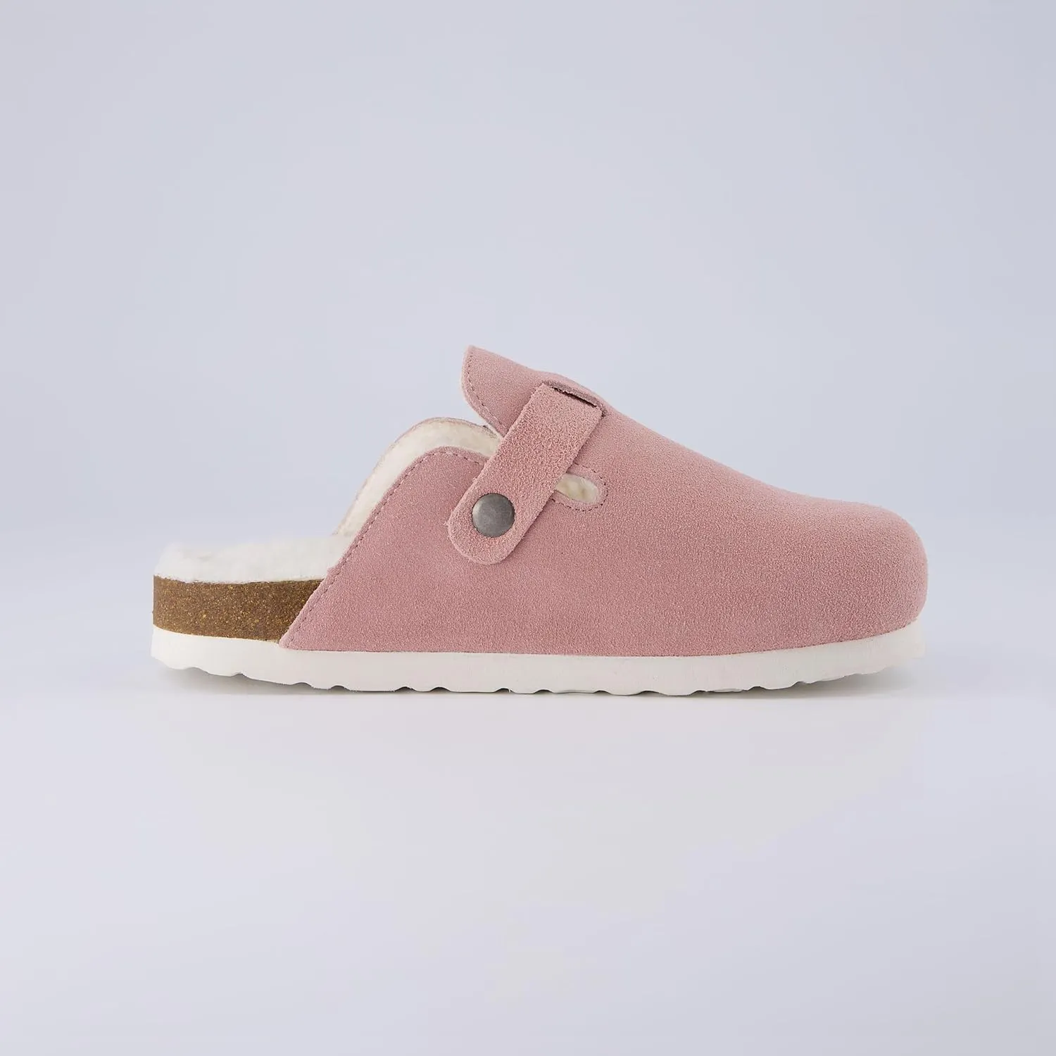 CUSHIONAIRE Kid's Hana Cork footbed clog with Genuine Leather upper, Faux Fur lining, and  Comfort