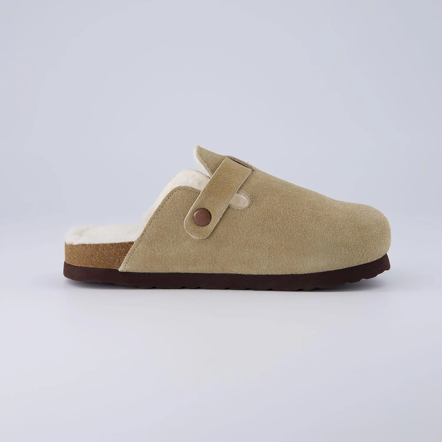 CUSHIONAIRE Kid's Hana Cork footbed clog with Genuine Leather upper, Faux Fur lining, and  Comfort
