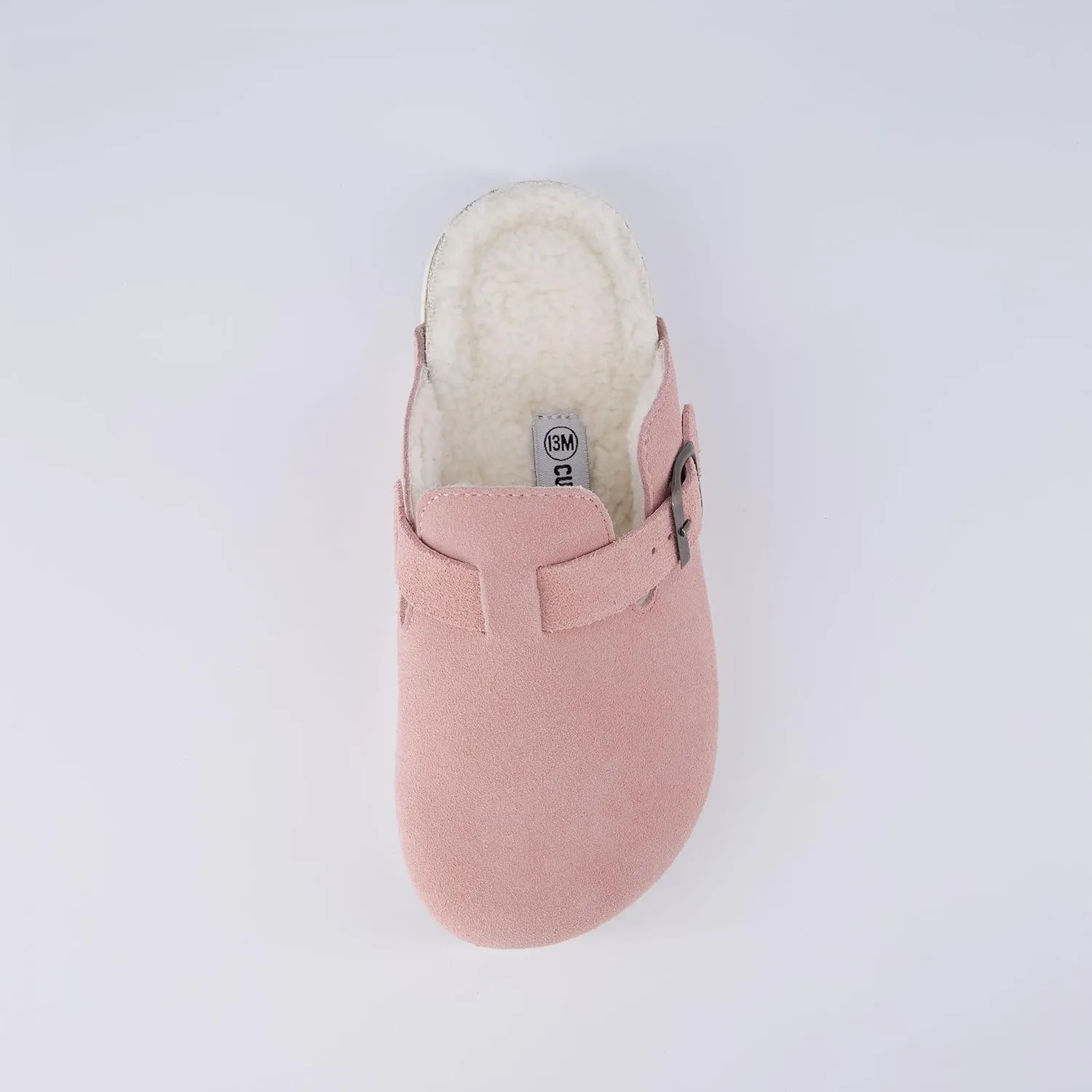 CUSHIONAIRE Kid's Hana Cork footbed clog with Genuine Leather upper, Faux Fur lining, and  Comfort