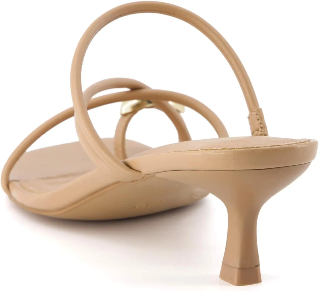 CUSHIONAIRE Maui Women’s Strappy Toe-Ring Slip On Kitten Heel – Vegan Leather Dress Sandal   Memory Foam