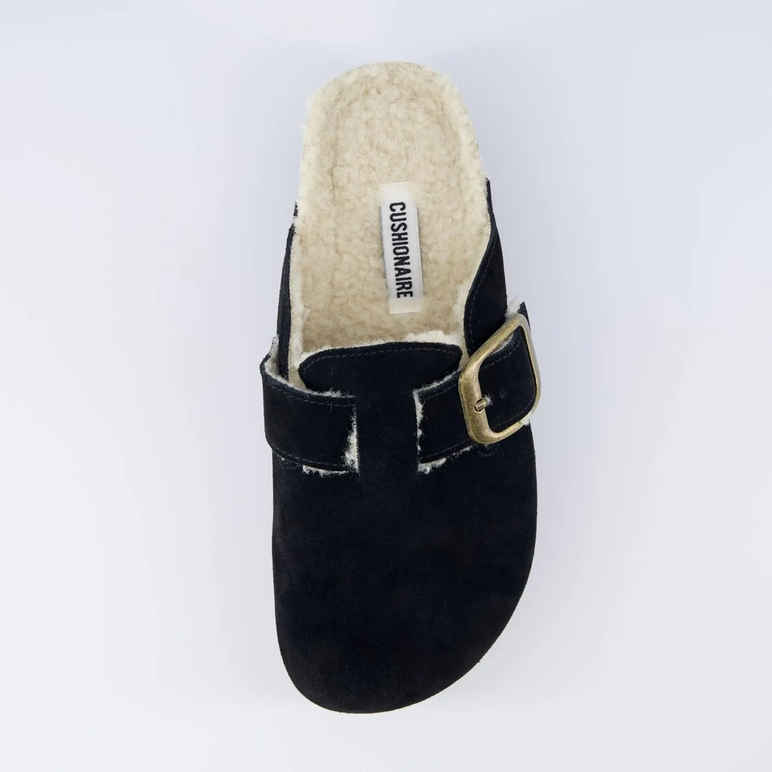 CUSHIONAIRE Women's Granola Fur Genuine Suede Faux Fur Lined Cork Footbed Platform Clog with  Comfort, Wide Widths Available