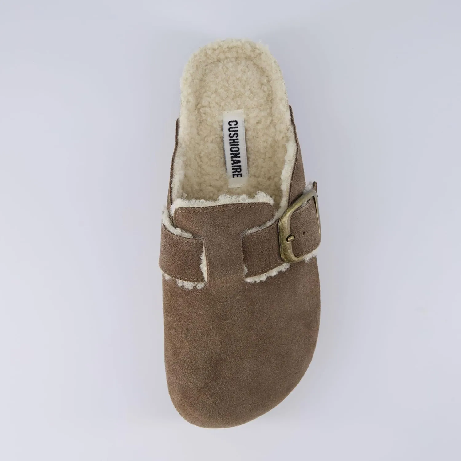 CUSHIONAIRE Women's Granola Fur Genuine Suede Faux Fur Lined Cork Footbed Platform Clog with  Comfort, Wide Widths Available