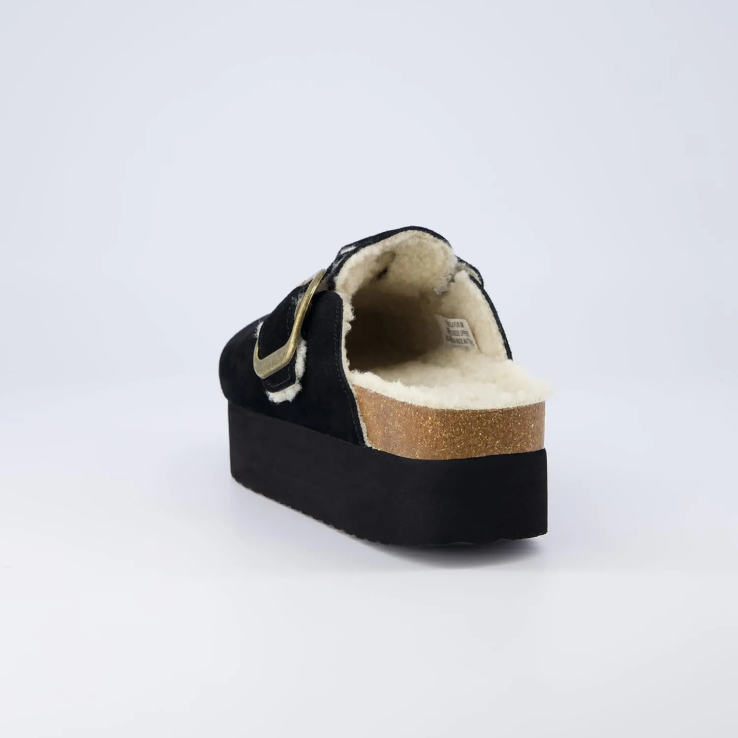 CUSHIONAIRE Women's Granola Fur Genuine Suede Faux Fur Lined Cork Footbed Platform Clog with  Comfort, Wide Widths Available