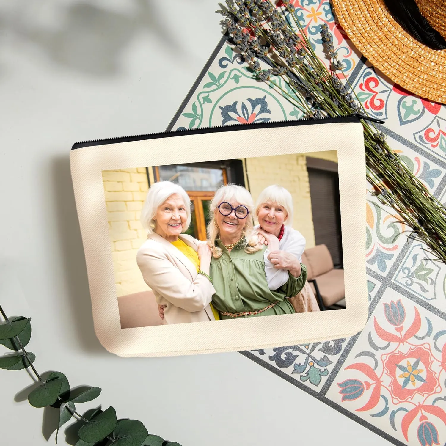 Custom Travel Makeup Bag with Your Photo/Text, Personalized Travel Cosmetic Bag with Picture, Birthday gift for Girls Women